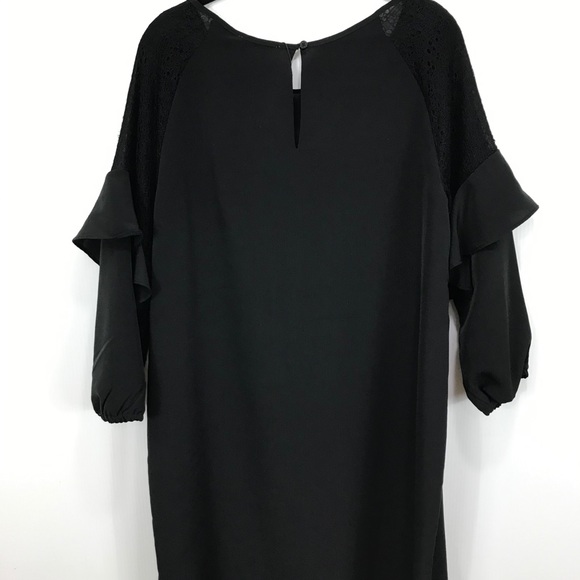 H Halston Black Dress with Lace Shoulders Size M - Picture 12 of 15